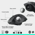 thumbnail image 4 of Logitech MX Ergo S Advanced Wireless Trackball Mouse, USB-C Rechargeable Wireless Ergonomic Mouse with Bluetooth and Encrypted Dongle, 6 Programmable, 4 of 8