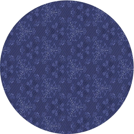 Ahgly Company Machine Washable Indoor Round Transitional Royal Blue Area Rugs, 8' Round
