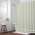 thumbnail image 5 of Green Stripe Fabric Shower Curtain Stripe Sage Green Washable Shower Curtains for Bathroom, Waterproof Bath Curtain with Hooks Home Decor 72x72in, 5 of 8