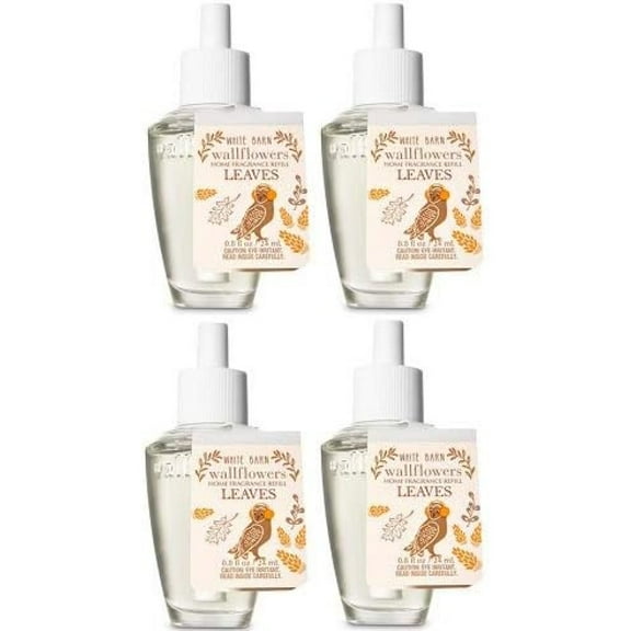 Bath and Body Works 4 Pack Leaves Wallflowers Fragrances Refill. 0.8 Oz.