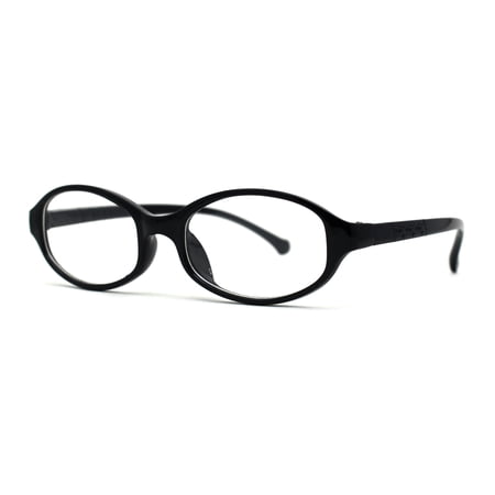 Kids Narrow Oval Plastic 100% Blue Light Flitering Computer Glasses All Black