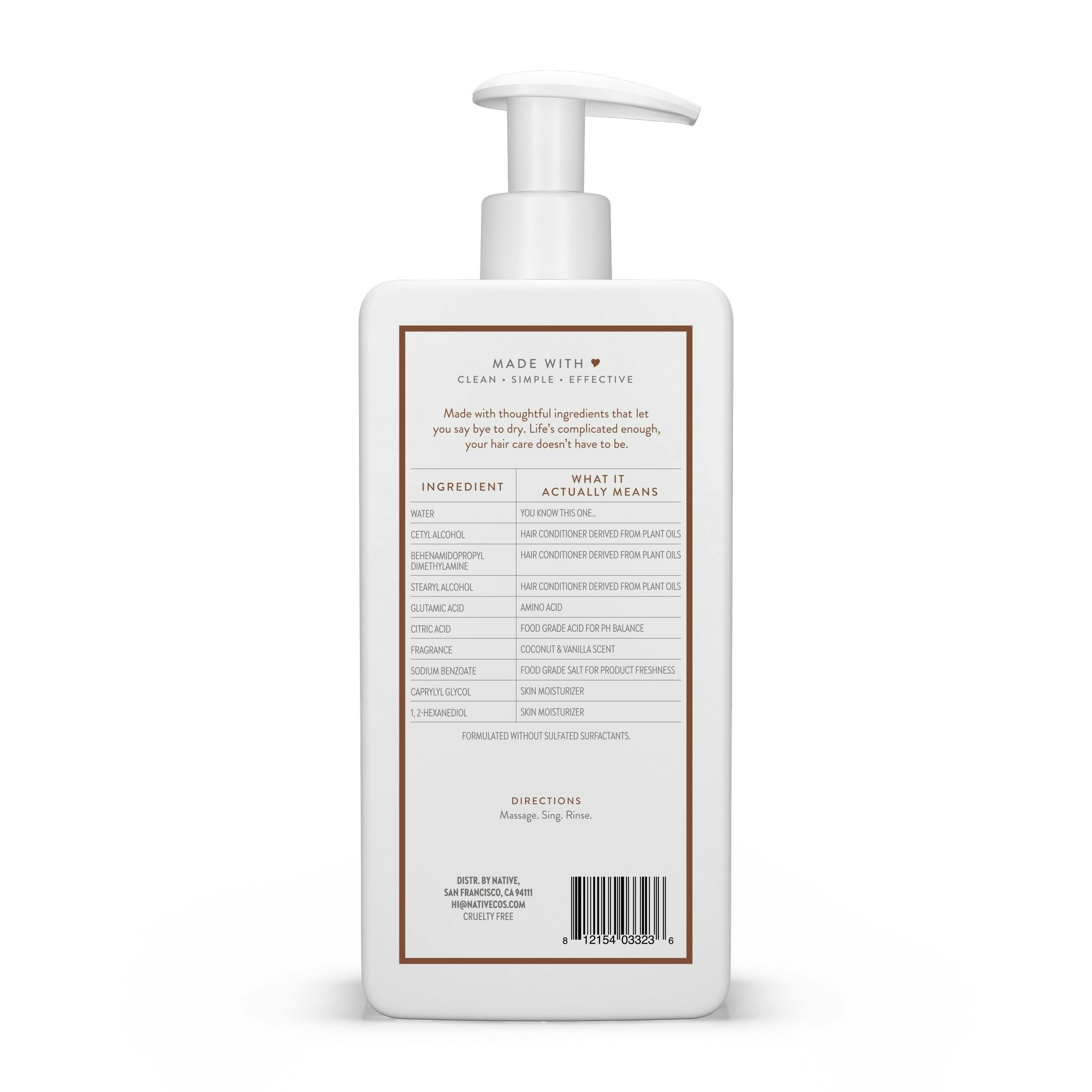 (6 pack) Native Moisturizing Conditioner, Coconut & Vanilla, Sulfate & Paraben Free, 16.5 oz  (图3)
