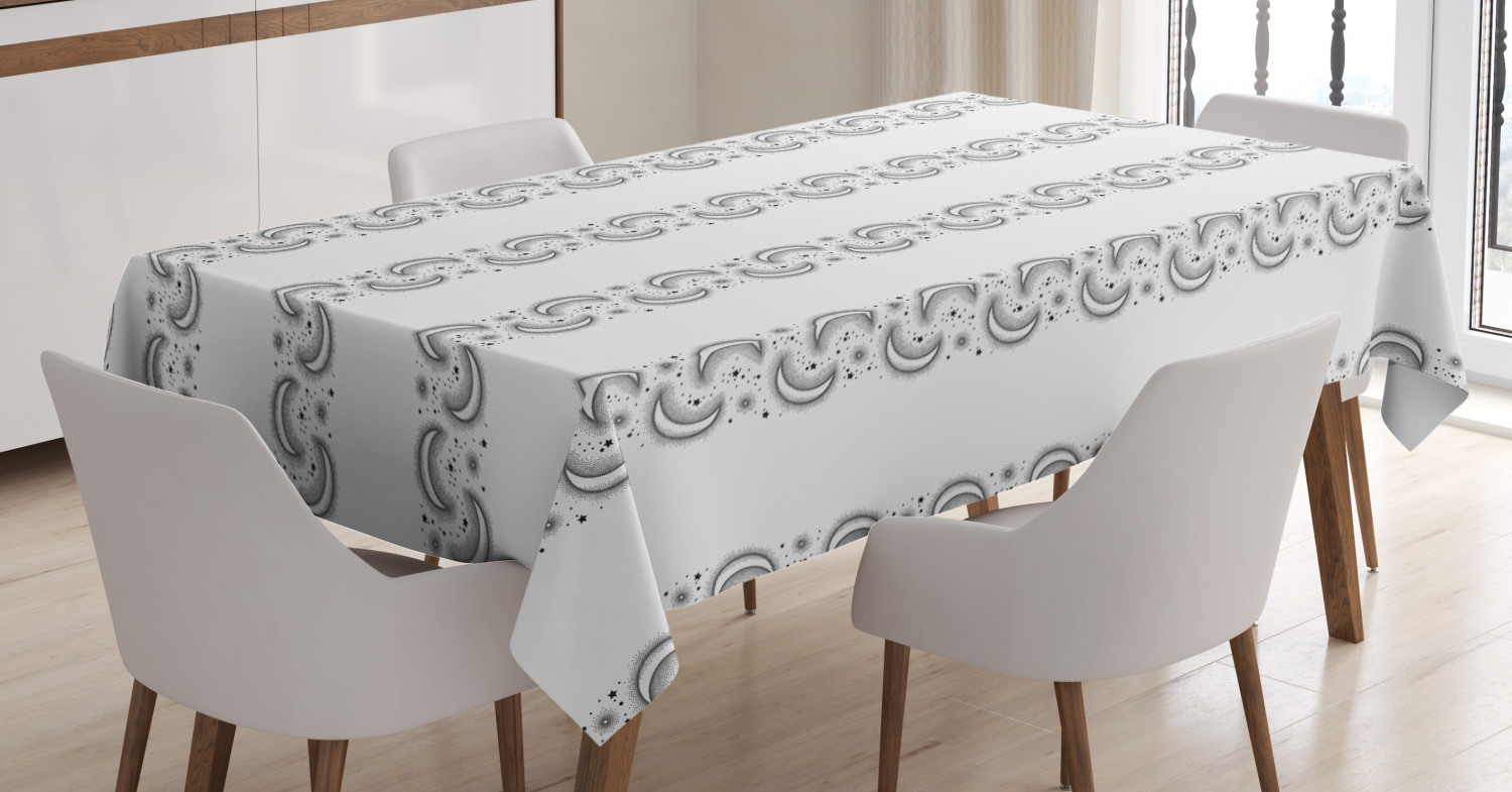 Half Moon Tablecloth, Rhythmic Minimalist Dots Arrangement Vertical