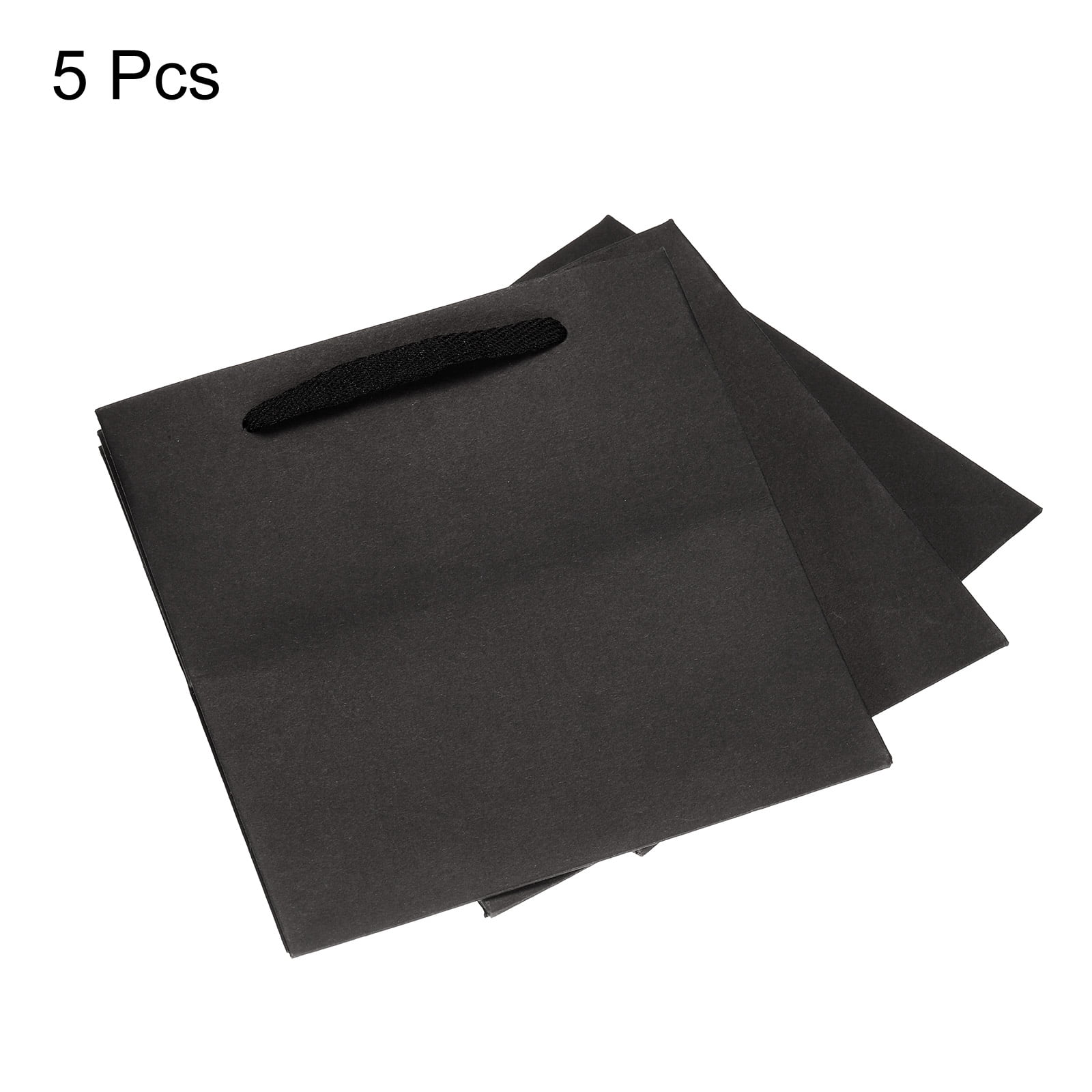 Unique Bargains Paper Gift Bag with Handle, Storage Bag for Party Favor 5 Pack Black S
