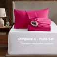 thumbnail image 4 of Clara Clark Full Size Sheets Set, Hotel Luxury 4 Piece Deep Pocket Sheets, Ultra Soft Microfiber Bed Sheets Set, Hot Pink, 4 of 9