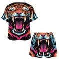thumbnail image 3 of Tiger Animal Graffiti Pajamas Set Womens Loungewear Sleepwear 2 Piece PJ Sets, 3 of 7