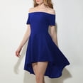 thumbnail image 3 of Asimétrico Sólido Columpio Acampanado Asimétrico Mujer Ropa Casual Formal Azul real, 3 of 8