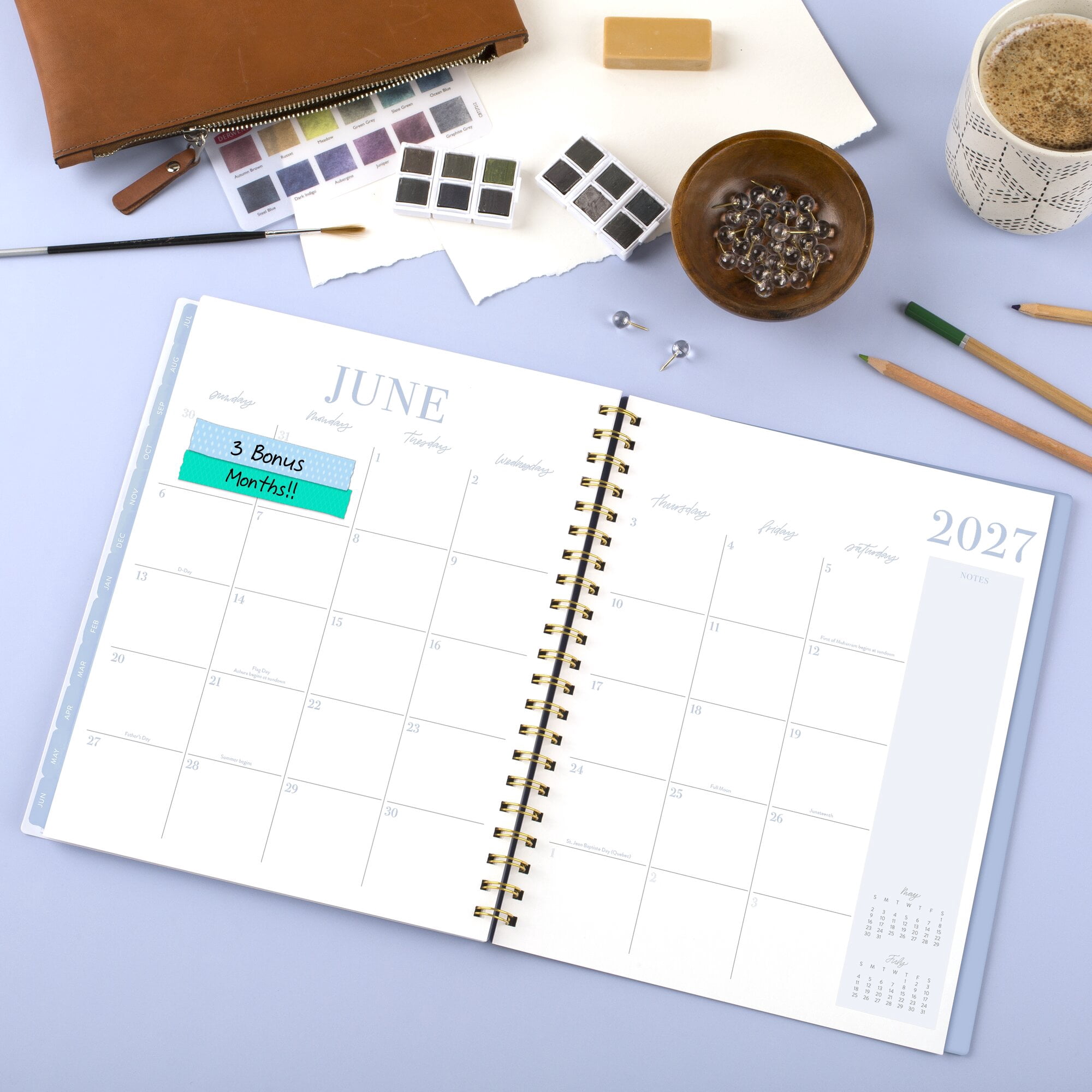Leah Bisch for Mead Cambridge Academic 2026-2027 Weekly Monthly Planner Pansy