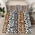thumbnail image 2 of Castle Fairy Female Men Cheetah Print Twin Sheet Sets,Animal Print Patchwork Bedding, 2 of 7