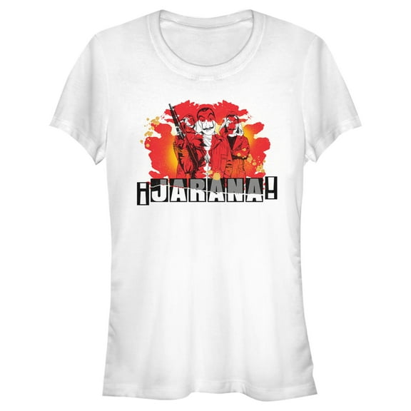 Junior's Money Heist Jarana Flame Quote Graphic Tee White Large