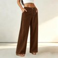thumbnail image 4 of ClodeEU Women's High Waist Wide Leg Corduroy Pants, Solid Color Loose Trousers with Patch Pockets ,Women's S-XXL, 4 of 7