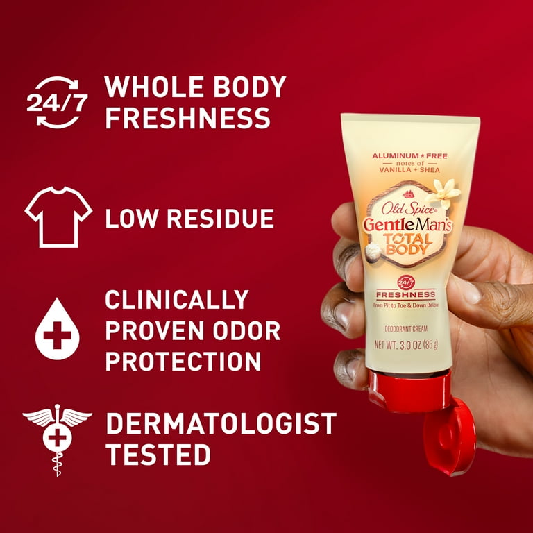 Old Spice Total Body Deodorant Cream Vanilla Shea 3 oz for Men