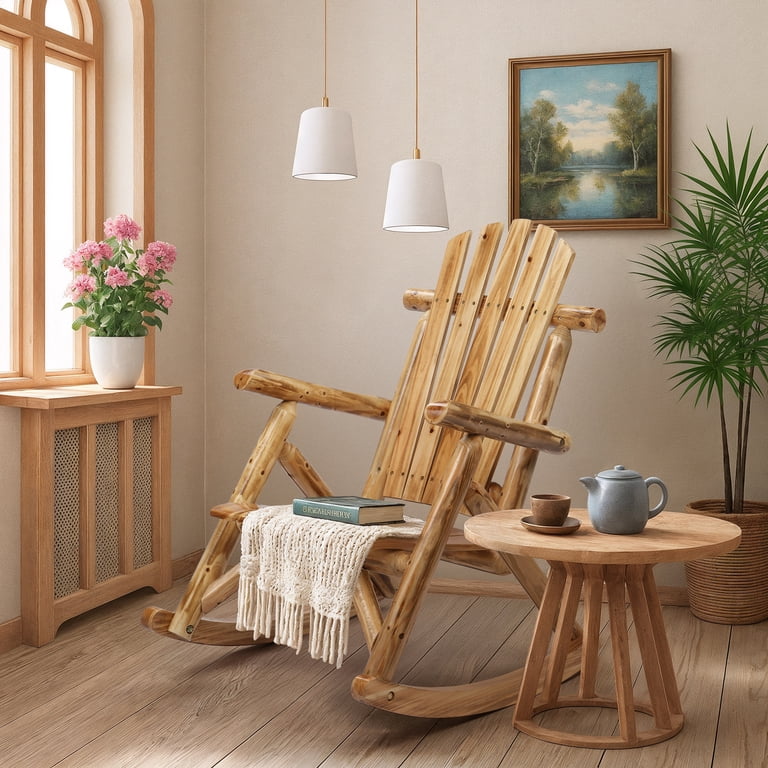 Zimtown 26 in Outdoor Wooden Rocking Chair Patio Adirondack Rocker