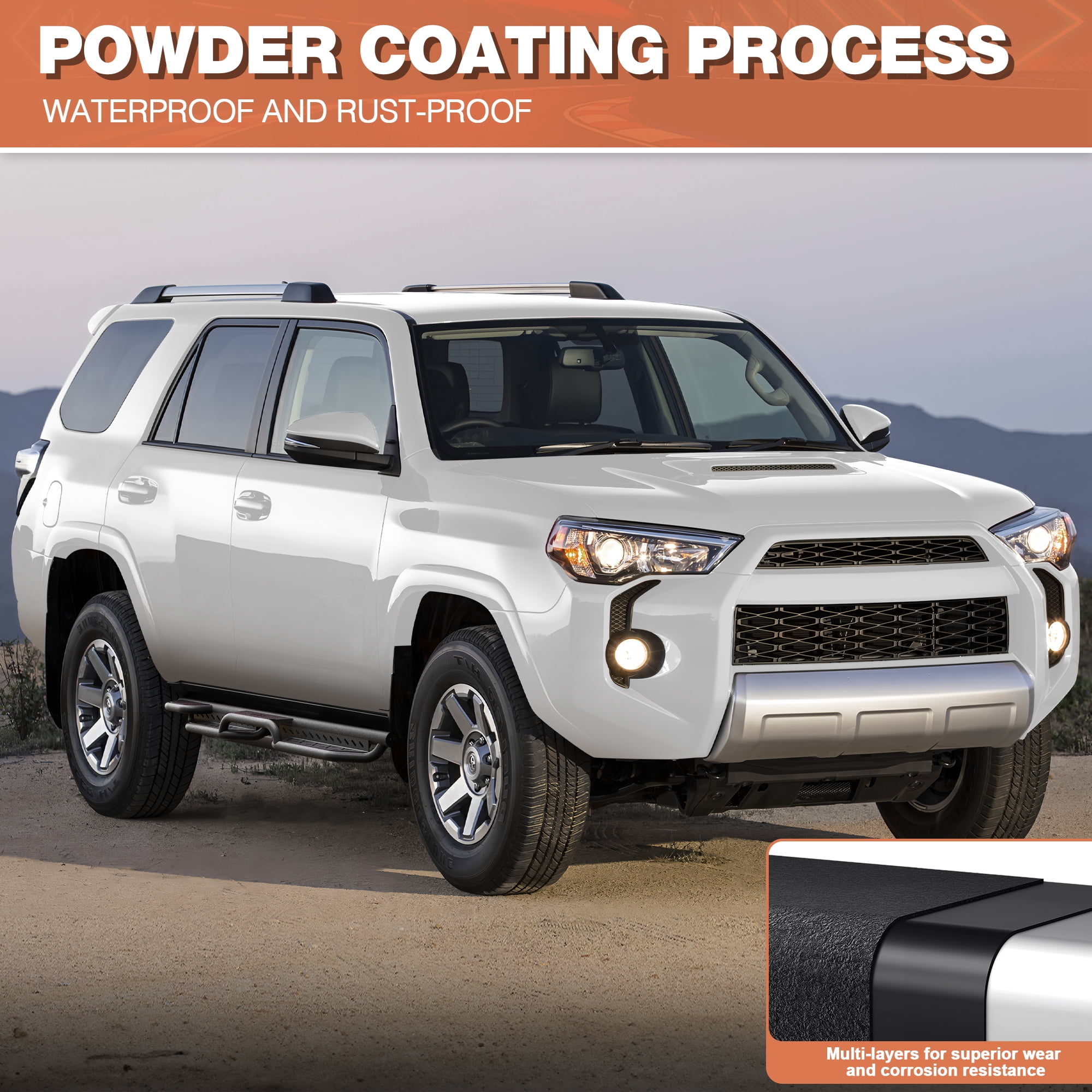 POFENZE Running Boards for Toyota 4Runner Crew Cab 2010-2024 Side Steps for Truck Black Nerf Bar