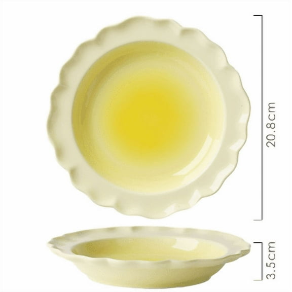 YELLOW Vibrant Gradient Color Petal-Shaped Plate - Versatile Dessert, Salad, Fruit, and Pasta Plate