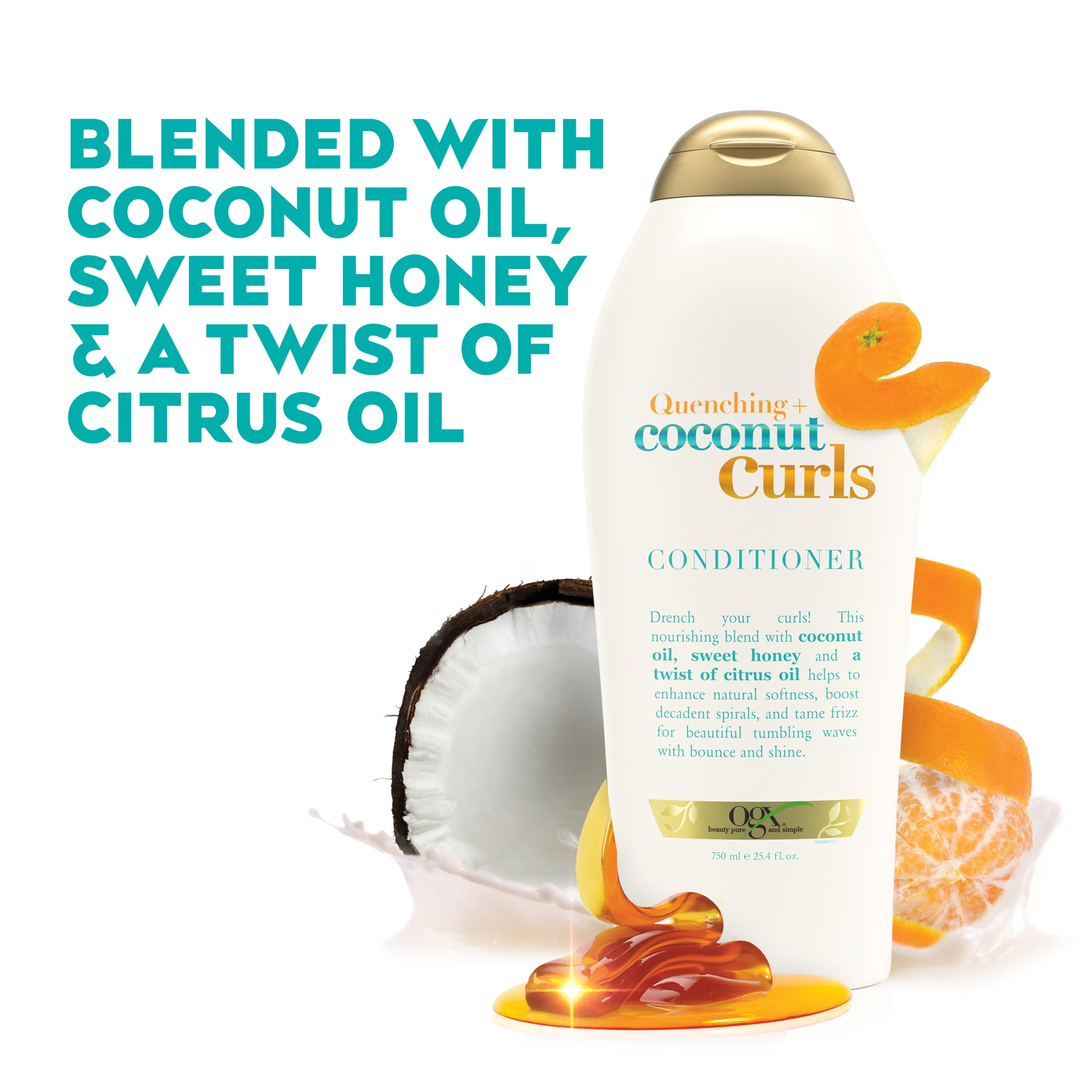 OGX Quenching + Coconut Curls, Moisturizing Conditioner for Curly Hair, Detangling, Curl Enhancing, 25.4 fl oz, 25.4 fl oz