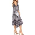 thumbnail image 4 of Sakkas Amaya Loose Fit Long Printed Strappy Cutout Shoulder Boat Neck Kaftan Dress - TRW147-White - One Size, 4 of 5