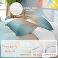 thumbnail image 2 of 3 Piece Navy Blue Brown Ombre Duvet Cover Set Full Size,Microfiber Comforter/Quilt Cover with Corner Ties and 2 Pillowcases,Teal Gradient Color Modern Abstract Art Soft Bedding with Zipper Closure, 2 of 8