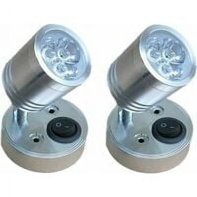 2pcs 12V LED Spot Reading Light Wall Bedside Lamp Dimmable Switch RV and Cylindrical Flexible Interior Lighting for Boat Motorhome (Silver).
