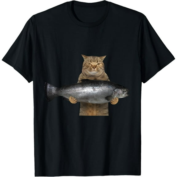Cat Big Fish Fih Funny Meme Cat Lover Tee Gift Men Women T-Shirt Tee
