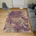 thumbnail image 2 of Abstract Turkish Area Rug, Ocean Inspired Graphic Paisley Pattern Swirled Hand Drawn Art Print, Soft Carpet for Living Room Decor with Distressed Look, 4' X 5.7', Eggplant Peach, by Ambesonne, 2 of 4