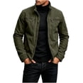 thumbnail image 2 of WIZUTIZ Men's Workwear Jacket Solid Color Long Sleeve Stand Collar Zipper Cotton Casual Outer Coat for Outdoor Daily All-Season Wear Mens Fashion, 2 of 9