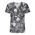 thumbnail image 6 of JTZGDY Henley Tops for Women Dressy Casual Summer Boho Floral Pattern Printed Short Sleeve Button V Neck Graphic T-Shirts Loose Oversized Tunic Blouse Gray#01 XXL, 6 of 7