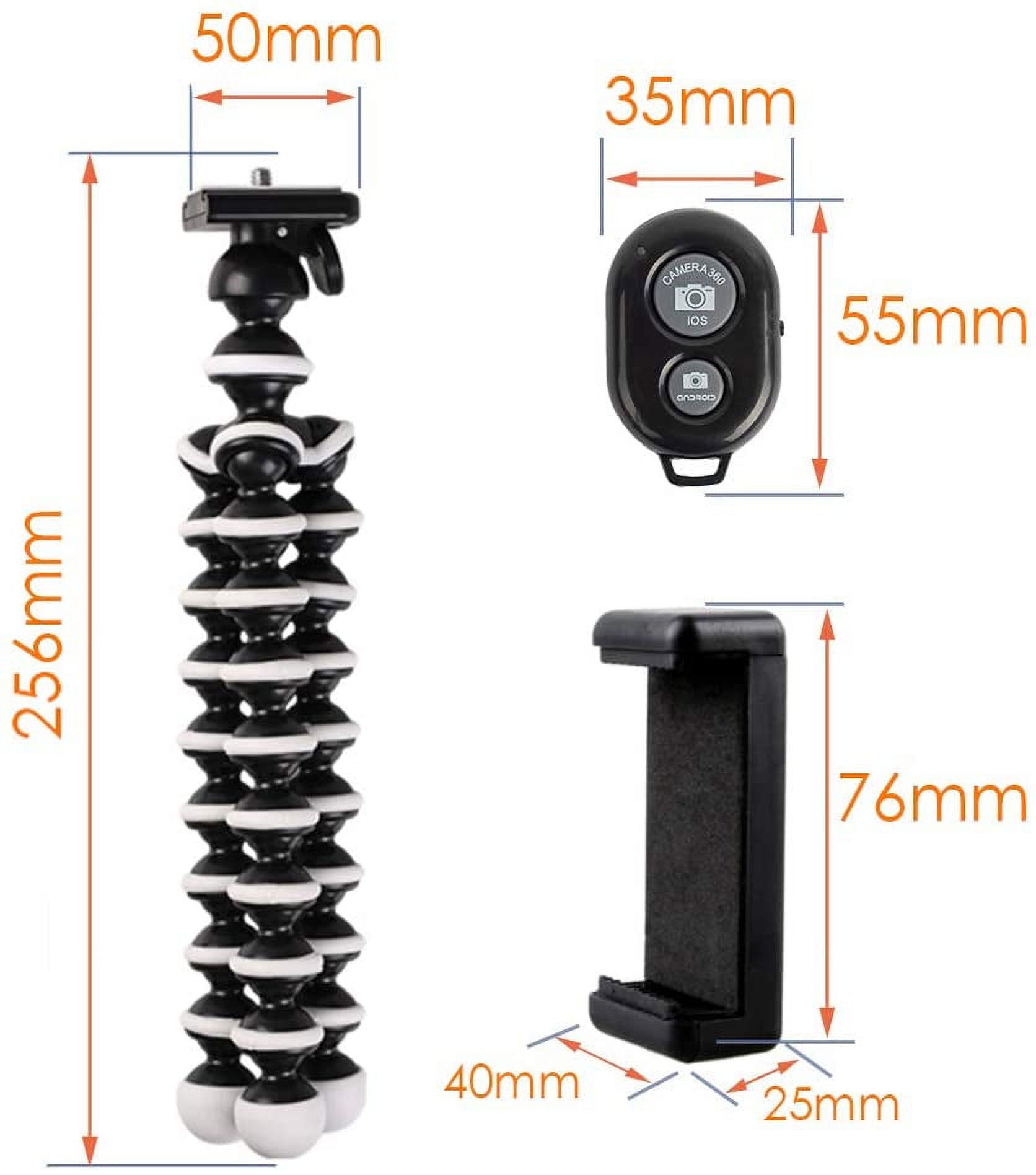 Phone Tripod, Portable Cell Phone Tripod Camera Tripod Stand with Wireless Remote Flexible Tripod Stand Compatible for iPhone 11 Pro Xs MAX XR X SE 8 7 6S Plus Samsung Android Phones Gopro Camera - image 5 of 7