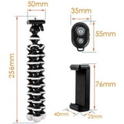 Qishi Portable Phone Tripod Stand with Wireless Remote - Flexible Compatible with iPhone, Samsung, Android & GoPro-Black