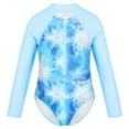 thumbnail image 4 of iiniim Kids Girls Palm Pattern Long Sleeve Zipper Rash Guard Shirt Sun Protection Swimsuit Bathing Suit Snow Blue 16, 4 of 5