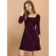 thumbnail image 3 of INSPIRE CHIC Women's Stars Velvet Square Neck Vintage Mini Dresses, 3 of 6