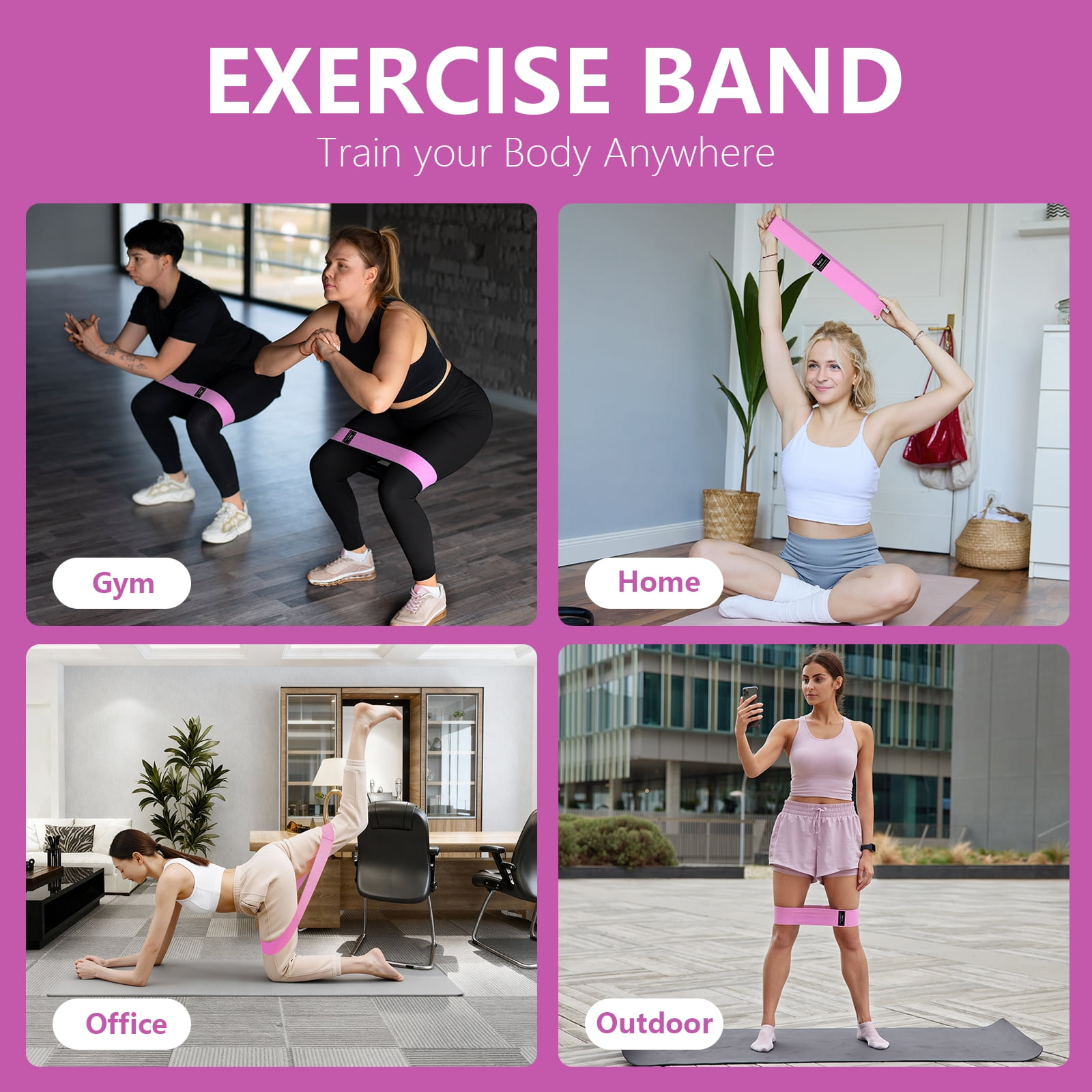 Muka 3 Pcs Resistance Bands Fabric Stretch Bands for Working Out, Elastic Band Loops for Booty Legs Thigh Glute Exercise (Assorted)