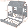 thumbnail image 3 of Harper & Bright Designs House Bed with Trundle Twin House Bed for, Wooden Platform Bed Frame with Headboard and Roof for Girls Boys, Gray, 3 of 12