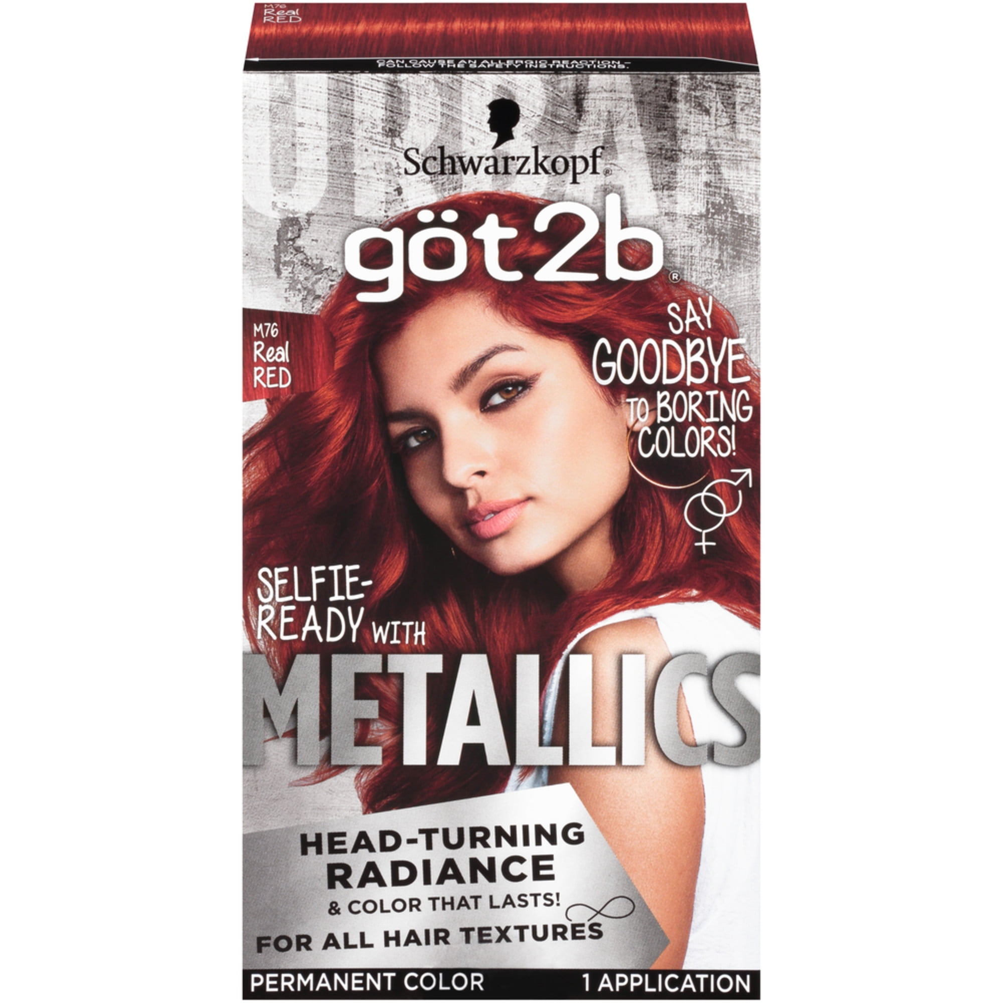 Schwarzkopf göt2b Metallics Permanent Hair Color, M76 Real Red, 1 Application Schwarzkopf göt2b Metallics Permanent Hair Color, M76 Real Red, 1 Application