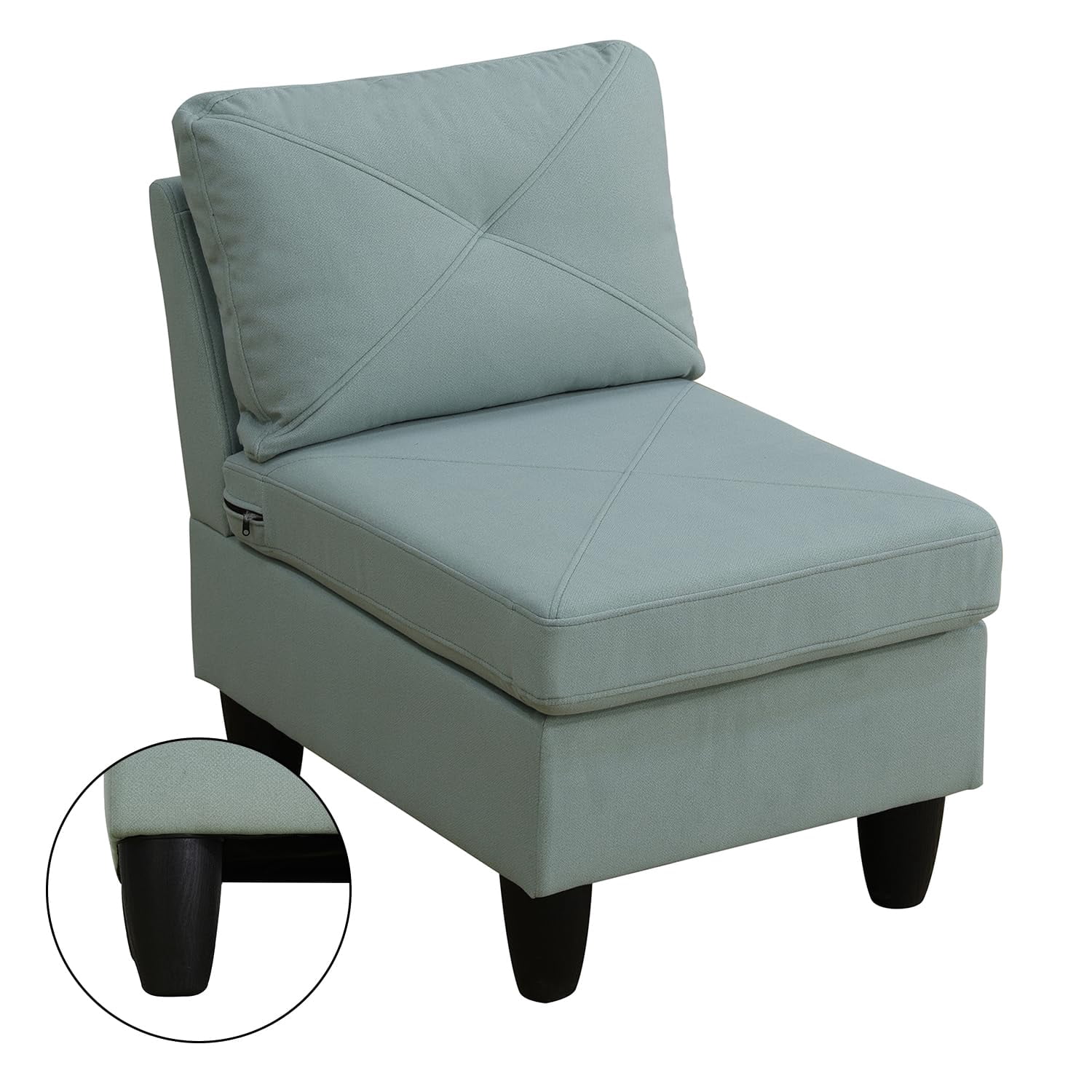 4-Piece Couch Living Room Sofa Set, 6 Seater Modular Sectional Couch L Shaped Corner Sofa, Pale Green