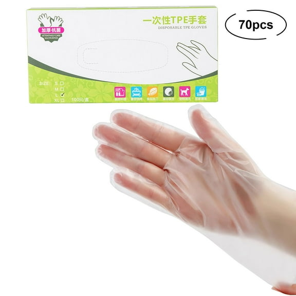 Lilixerw 70 PCS Disposable Cooking Gloves for Food Prep,Clear Flexible Food Safe Gloves for Serving and Handling,Kitchen Cooking Tool
