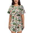 thumbnail image 1 of Xecao Armadillo Pattern Women's Short Sleeve Pajama Set Soft Sleepwear Lounge Set with Button Front Top and Drawstring Shorts with Pockets-Large, 1 of 6
