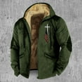 thumbnail image 2 of HCURIBAD Jackets for Men Men's Winter 3D Flag Print Drawstring Hooded Zipper Warm Cotton Jacket Winter Coats for Men Fleece Jacket Men Long Sleeve Jackets, 1PC Cotton Jacket Army Green L, 2 of 4