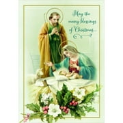 Designer Greetings May the Many Blessings: Joseph, Mary and Jesus Box of 15 Religious Christmas Cards