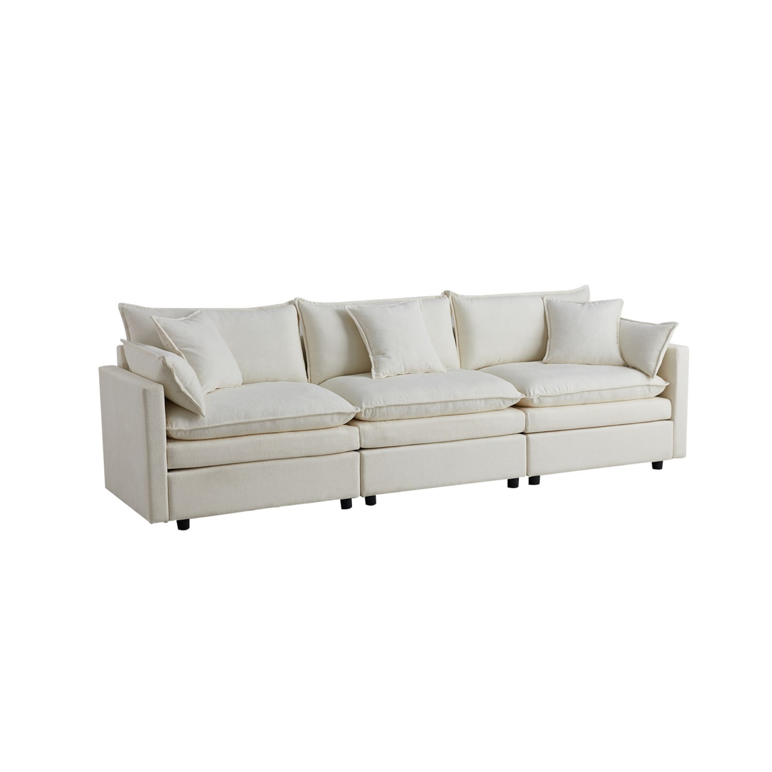 Gewnee L-Shaped Chenille Sectional Sofa Cloud Couch with Ottoman, Reversible Sofa for Living Rooms