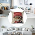 thumbnail image 3 of Cute cat linen throw pillowcase decoration pillowcase gifting preferred 20x20 inch cushion cover 4 sets sofa pillowcase sofa bedroom living room car, 3 of 8