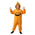 thumbnail image 3 of Kids Pumpkin Onesie Halloween, Orange Face Warm Jumpsuit for Boys and Girls, 3 of 5