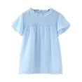 thumbnail image 1 of Gibobby Blusas Para Niñases Camisetas para niñas pequeñas con volantes de manga corta con cuello redondo, blusa suelta de verano de Color sólido, camisetas informales para niñas （Azul， 5-6 Años), 1 of 4