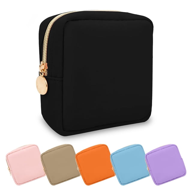 Estuche de maquillaje UIXIZQ Mini impermeable para monedero de nailon negro