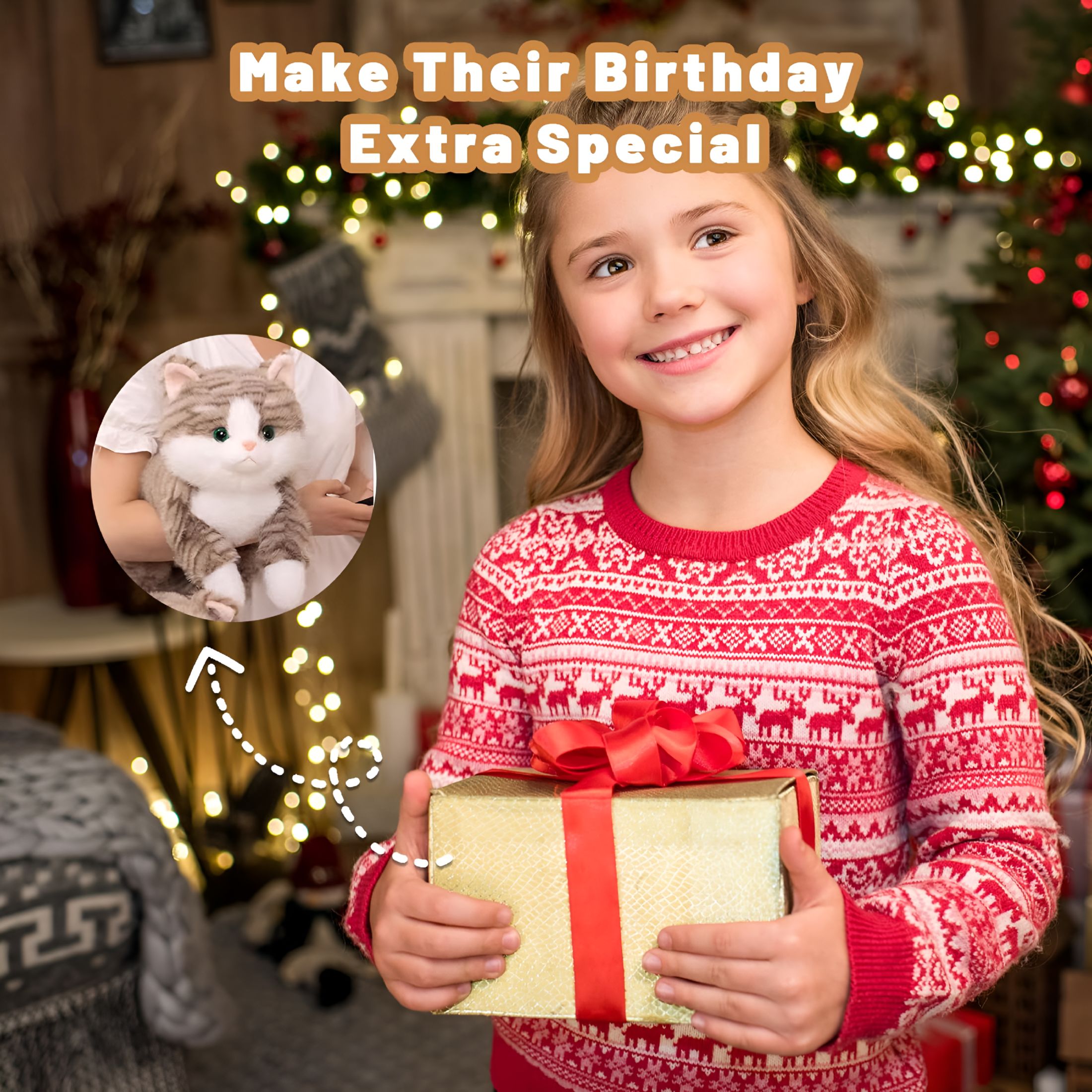 BESTSKY Weighted Cat Stuffed Animal 19" 2Lbs,Realistic Stuffed Cat Plush Toy Throw Pillow,Gray Weighted Stuffed Animals for Kids and Adults