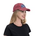 thumbnail image 4 of DouZhe Adjustable Washed Cotton Baseball Cap - Retro Game Controller Prints Vintage Dad Hat Unisex Sports Caps (Red), 4 of 6