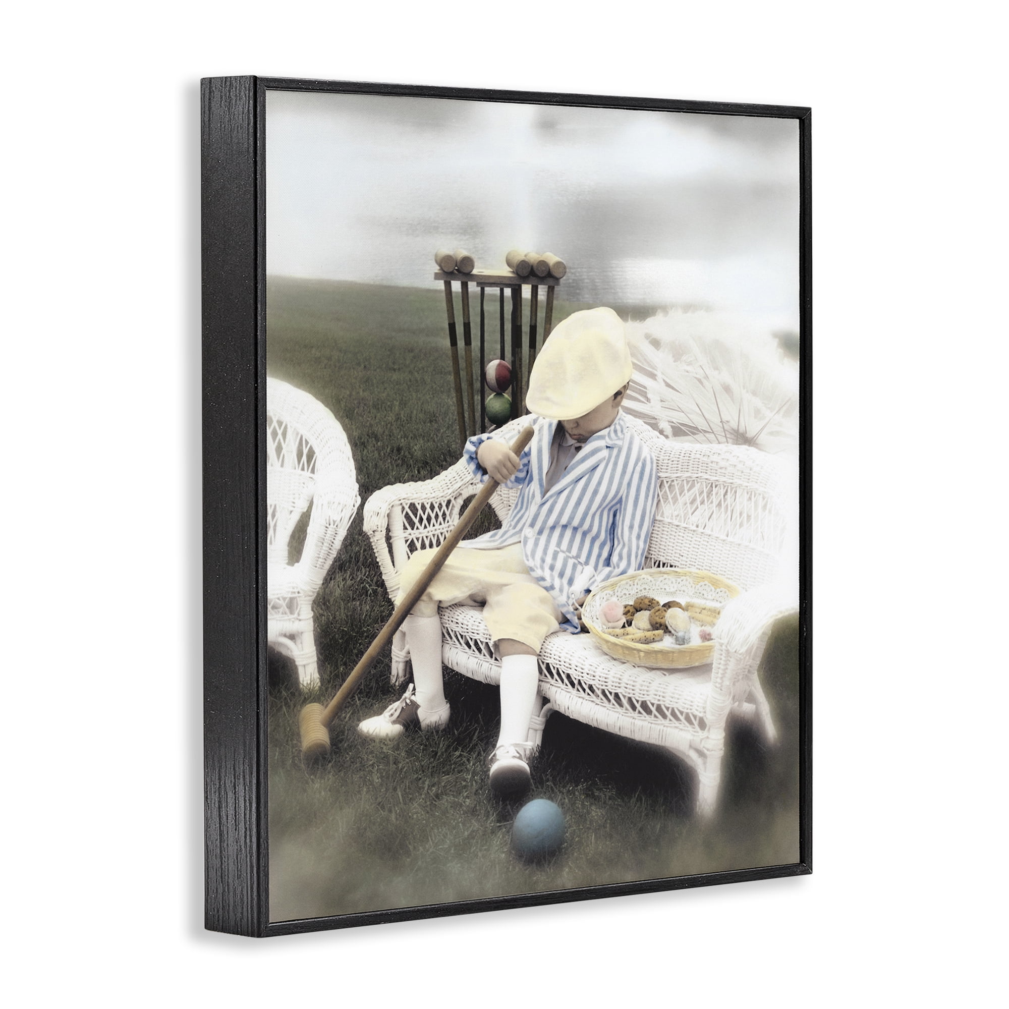 Stupell Industries Child with Croquet Mallet Black Framed Giclee Art, design by Kendra Dew