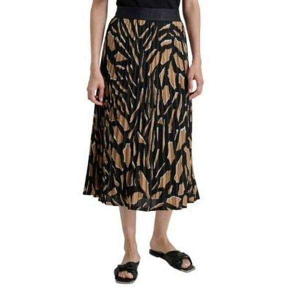 DKNY Women's Pull-On Printed Midi Gray Solid Print Modern Skirt