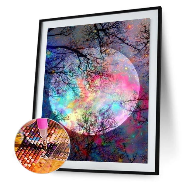 Cuadros Decorativos 5D diamante pintura DIY árbol sombra luna completo redondo diamante mosaico arte Sywqhk Nuevos Originales