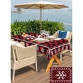 thumbnail image 5 of Rectangle Outdoor Tablecloth With Umbrella Hole, Zipper– White Christmas Snowflake Waterproof Patio Table Cover for Party, Picnic, Backyard, 60"x120" , Red Black Buffalo Plaid Check Rustic Farmhouse, 5 of 8